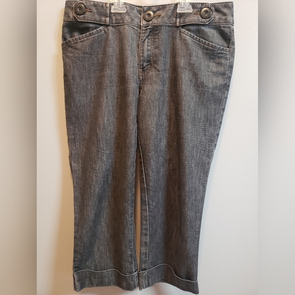 Axcess Stretch Favorite Fit Black Cuffed Crop Pant With Button Tab Detail, 10 - Picture 1 of 8